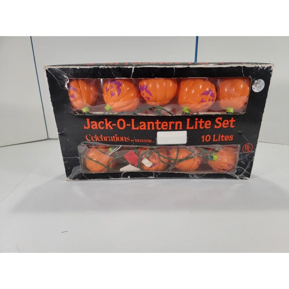 Vintage Halloween Jack O Lantern Pumpkin Light String Blow Mold Set of 2/20 mold